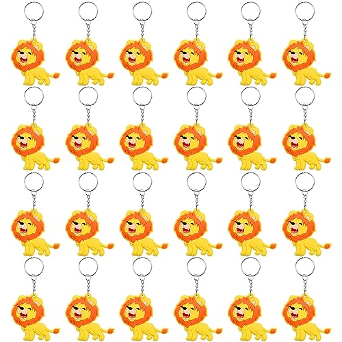 Mirabuy 24 Pack Cute Roar Lion Keychains, Lion Backpack Keyrings, Lion Gift Keychains for Lion Lovers - Image 1