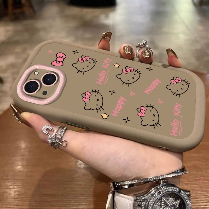 Suitable for Apple 16 Promax Puff Silicone Phone Case 14 Full Screen Hello Kitty New iPhone 13 All-Inclusive 17 - Image 1