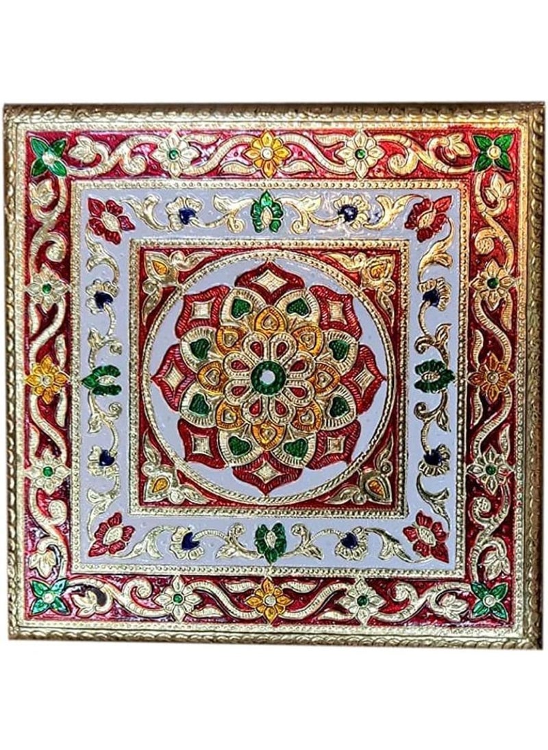 QUESERA Wooden Meenakari Aasan Chowki Flower Design Small Stand for Home Temple  - Image 3