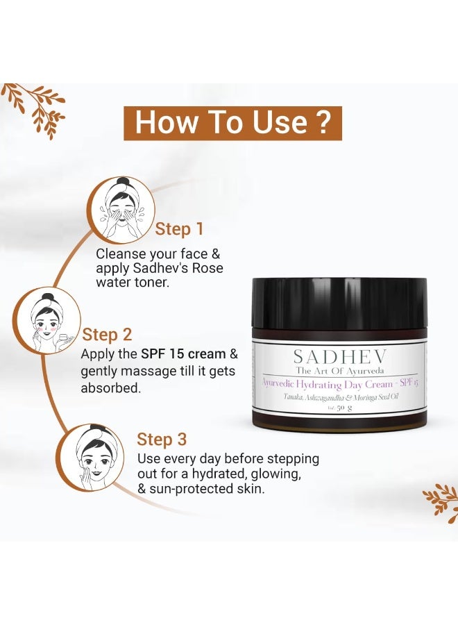 Sadhev Ayurvedic Hydrating Day Cream SPF15 -50 gm - Image 3