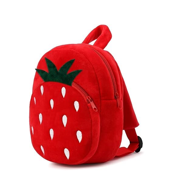 Frantic Kids Soft Animal Cartoon Travelling School Bag Soft Plush Backpacks Boys Girls Baby for 2 to 5 Years Baby/Boys/Girls Nursery(Red Strawberry) - Image 2