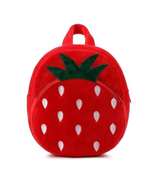 Frantic Kids Soft Animal Cartoon Travelling School Bag Soft Plush Backpacks Boys Girls Baby for 2 to 5 Years Baby/Boys/Girls Nursery(Red Strawberry) - Image 5