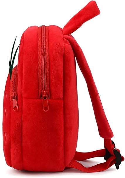 Frantic Kids Soft Animal Cartoon Travelling School Bag Soft Plush Backpacks Boys Girls Baby for 2 to 5 Years Baby/Boys/Girls Nursery(Red Strawberry) - Image 3
