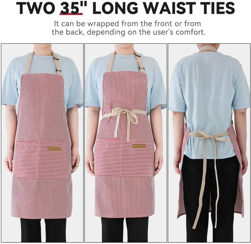 NLUS 2 Pack Kitchen Cooking Aprons, Adjustable Bib Soft Chef Apron with 2 Pockets for Men Women - Image 4