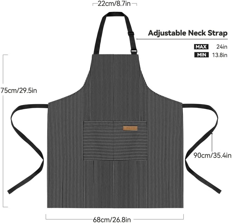 NLUS 2 Pack Kitchen Cooking Aprons, Adjustable Bib Soft Chef Apron with 2 Pockets for Men Women - Image 1