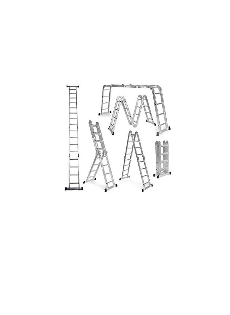 ROBUSTLINE Robustline Multi Purpose Folding Step Ladder Platform Extendable Scaffold Ladder Aluminum 7 in 1 Extension Step Lightweight (4x4)  - Image 1