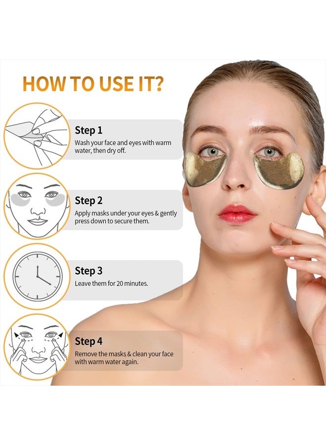 Under Eye Patches for Puffy Eyes, Hydrolyzed Collagen Eye Masks for Dark Circles and Puffiness, Anti-Aging Tremella Extract Eye Mask Under Eye Bags Treatment-20 Pairs (Double Protein)