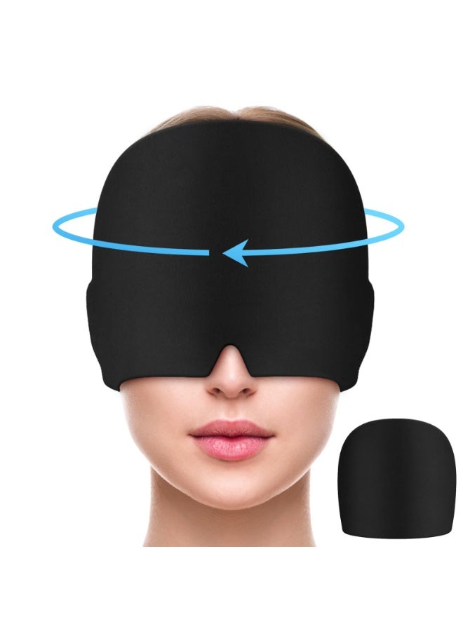 Generic Migraine Relief Cap, All Around Gel Covered Reusable Headache Relief Cap, Black Migraine Cap for Headache Relief, Puffy Eyes - Image 1