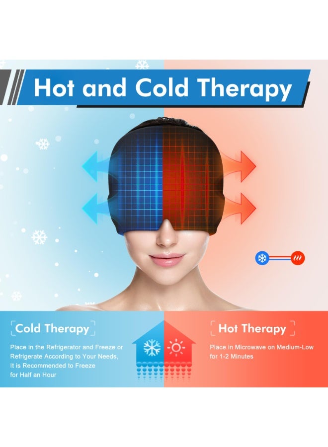 Generic Migraine Relief Cap, All Around Gel Covered Reusable Headache Relief Cap, Black Migraine Cap for Headache Relief, Puffy Eyes - Image 3