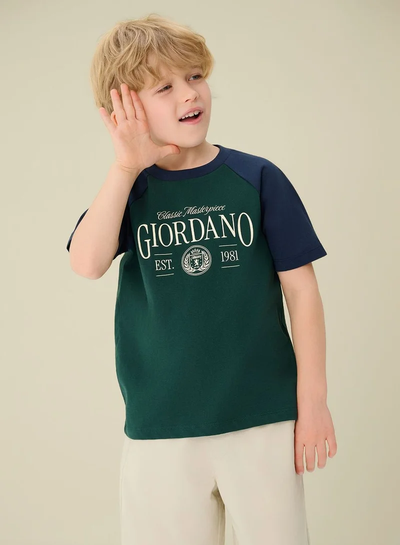 GIORDANO  Kids' Regular Fit Classic Raglan Tee  | Best Price UAE