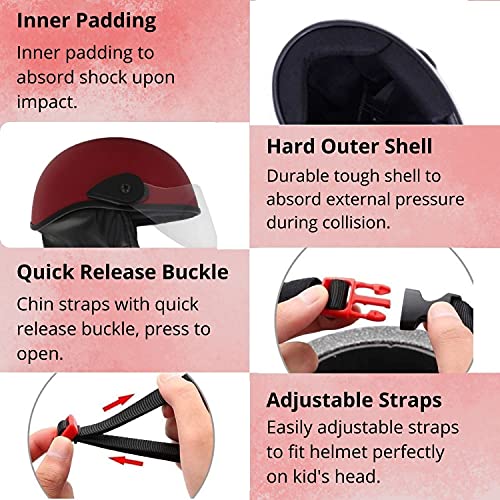 Western Era Half Helmet with Clear Visor for Men & Women ||Safety & Comfort|| Stylish Enhanced Design || (Medium, Red Matte) - Image 4