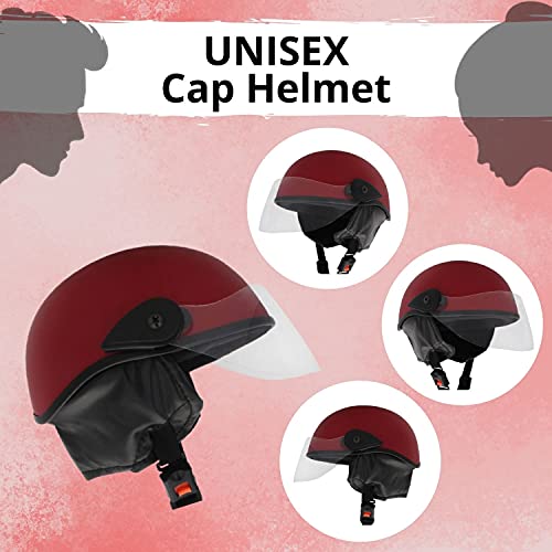 Western Era Half Helmet with Clear Visor for Men & Women ||Safety & Comfort|| Stylish Enhanced Design || (Medium, Red Matte) - Image 3