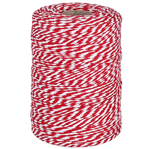 Vivifying Red and White Twine, 656 Feet 2mm Cotton Bakers Twine String for Gift Wrapping, Baking, Butchers, DIY Crafts, Tying Cake and Pastry Boxes - Image 1