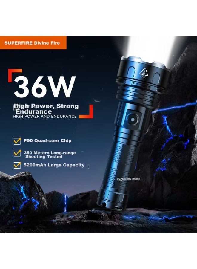 SupFire R3 High-Intensity Flashlight, Ultra-Bright Long-Range P90 Rechargeable Searchlight, Home Self-Defense, Outdoor Cycling Emergency Light - Image 1