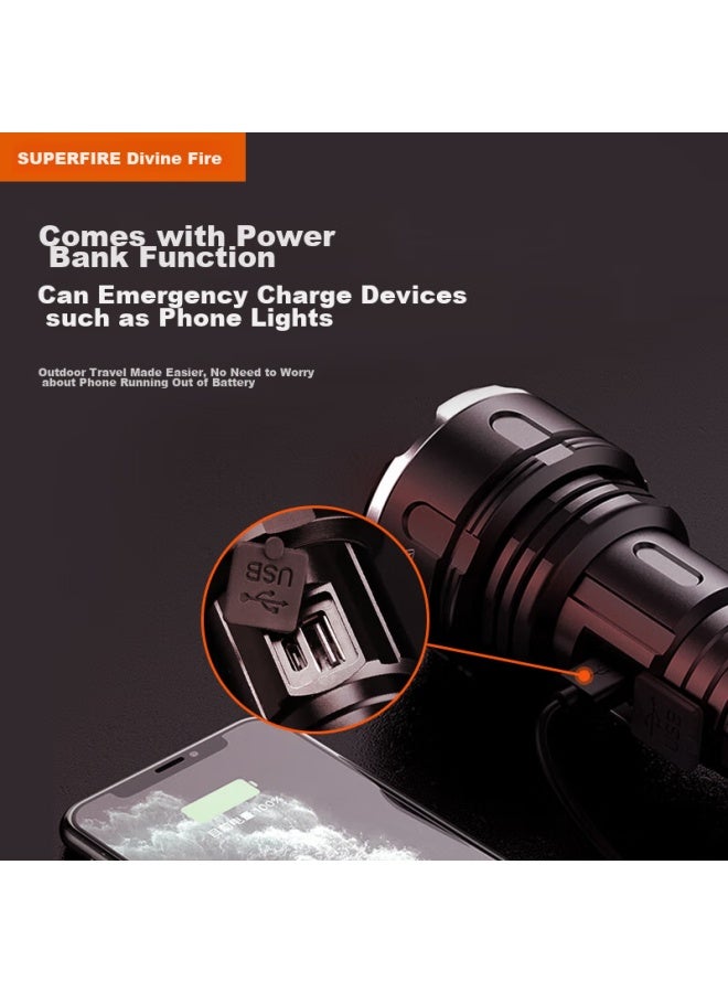 SupFire R3 High-Intensity Flashlight, Ultra-Bright Long-Range P90 Rechargeable Searchlight, Home Self-Defense, Outdoor Cycling Emergency Light - Image 5