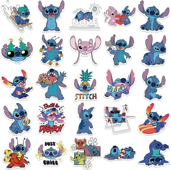 FUNI 50 Pcs Stitch Stickers, for Water Bottles Lilo, Stitch Sticker, for Girls Kids Stitch Gifts Stuff Party Favors, Car Stickers and Decals - Image 3