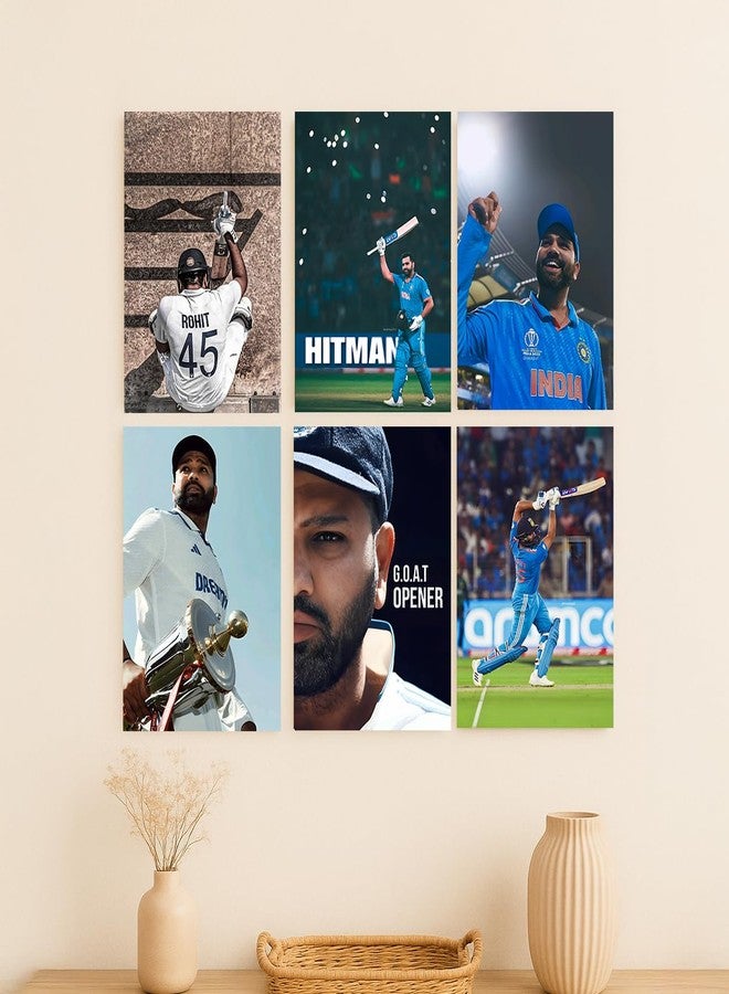Wallgasm Paper Rohit Sharma, Set of 6, 8x12 inch (A4 Size) 300 GSM | Mumbai Indians | Hitman | Team India | Cricket | Wall Posters for Room - Image 3