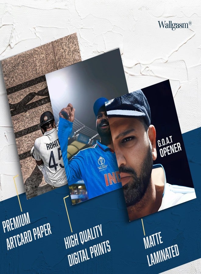 Wallgasm Paper Rohit Sharma, Set of 6, 8x12 inch (A4 Size) 300 GSM | Mumbai Indians | Hitman | Team India | Cricket | Wall Posters for Room - Image 4