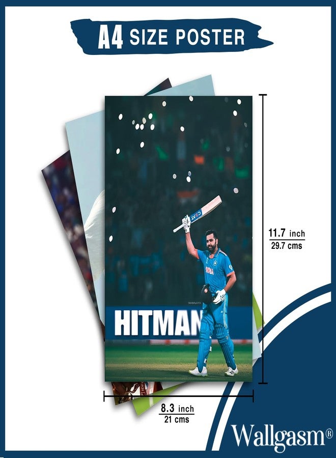 Wallgasm Paper Rohit Sharma, Set of 6, 8x12 inch (A4 Size) 300 GSM | Mumbai Indians | Hitman | Team India | Cricket | Wall Posters for Room - Image 5
