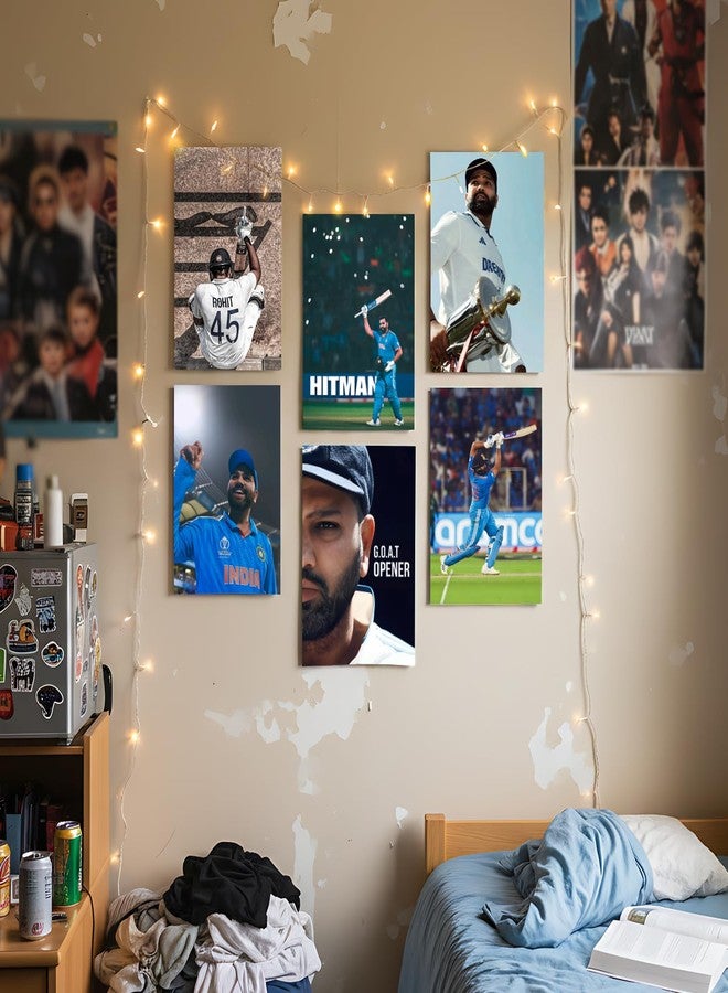 Wallgasm Paper Rohit Sharma, Set of 6, 8x12 inch (A4 Size) 300 GSM | Mumbai Indians | Hitman | Team India | Cricket | Wall Posters for Room - Image 2