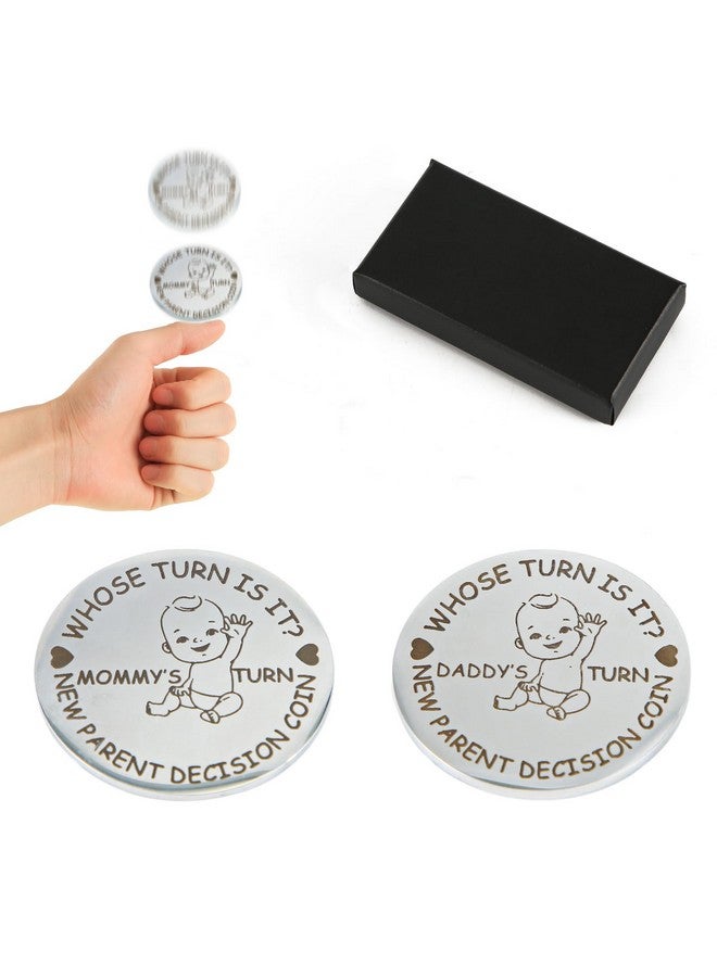 PEUTIER New Parents Decision Coin, Funny Baby Gift Decision Making Coin Double Sided Mommy's Turn Daddy's Turn Coin Cute Gifts for New Parents Pregnancy Gifts for First Time Mom and Dad - Image 1