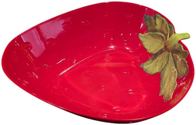 Strawberry Theme Serving Bowl Melamine Plastic 13 x 12 x 4 inches Lightweight - Image 1