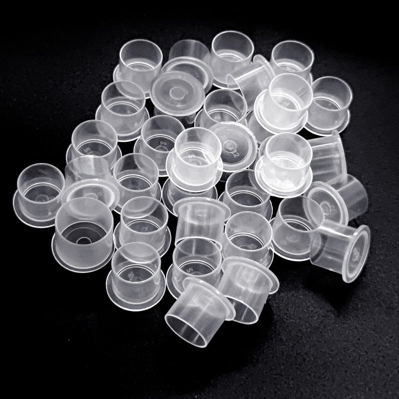 Hatonseyan Tattoo Ink Cups 200PCS 17mm Big Tattoo Pigment Cups With Base Disposable Plastic Tattoo Ink Caps Cups for Tattoo Ink Tattoo Kits Supplies