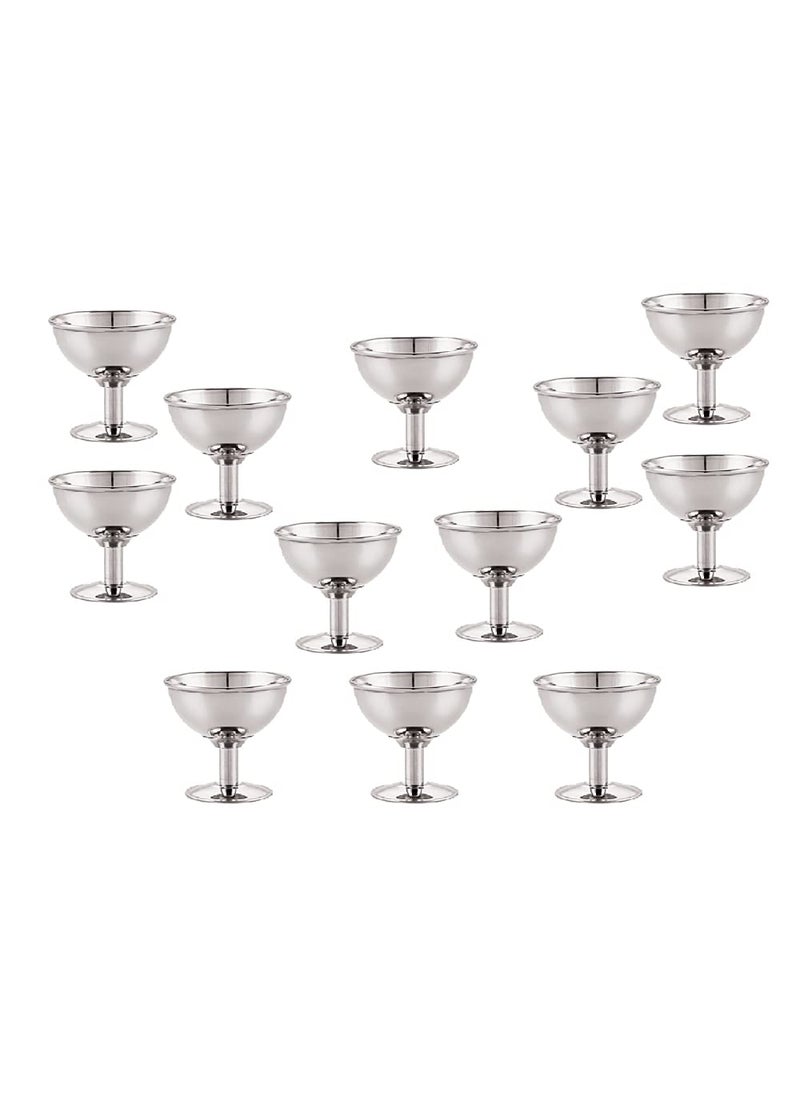 FINALITY FINALITY Stainless Steel Dandi Ice Cream Cup Set of 12 ColorSilver Capacity 100ml Each Cup  - Image 1