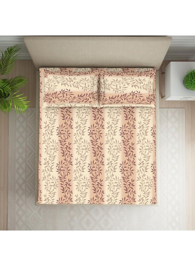 Welspun 120 TC Polycotton Bedsheet for Double Bed with 2 Pillow Cover | Skin Safe & Super Soft King Size Bed Sheet | (108 X 108 Inch) - Ornate Brown | Harmony - Image 3