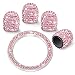 WINKA Rhinestone 4pcs Car Tire Valve Stem Caps with 1pcs Bling Car Engine Button Cover Unversal Ignition Ring for Car Keylees Ring Diamond Car Tire Caps Bling Car Accessories Pink - Image 2