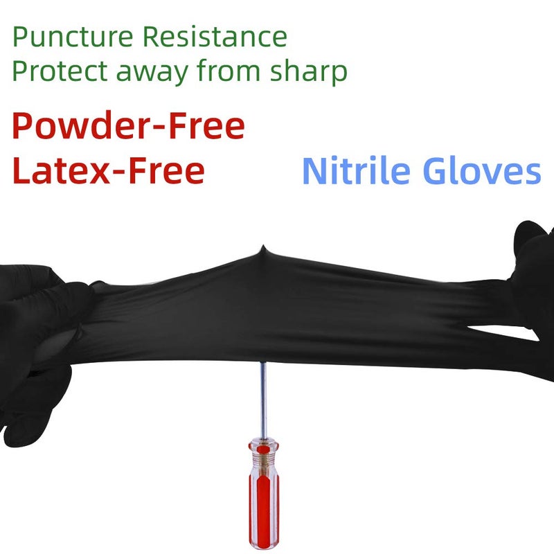 Keoely Kexle Nitrile Disposable Gloves Pack of 100, Latex Free Safety Working Gloves for Food Handle or Industrial Use, Black, Large(Pack of 100), (2D-IJ9V-27IH) - Image 2