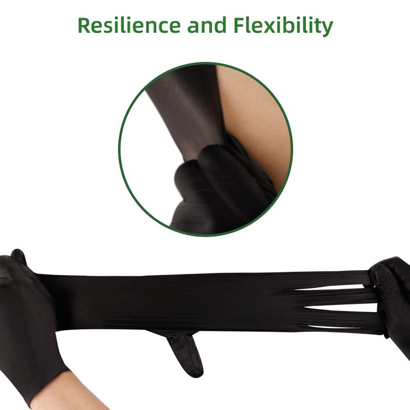 Keoely Kexle Nitrile Disposable Gloves Pack of 100, Latex Free Safety Working Gloves for Food Handle or Industrial Use, Black, Large(Pack of 100), (2D-IJ9V-27IH) - Image 3