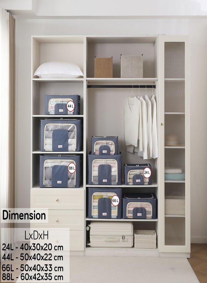 BlushBees Living Box - 600D Oxford Fabric Cloth Organizer Boxes, Underbed Organizer - 24 Litre, Pack of 4, Cowboy Blue (NEW-AR-1686) - Image 3