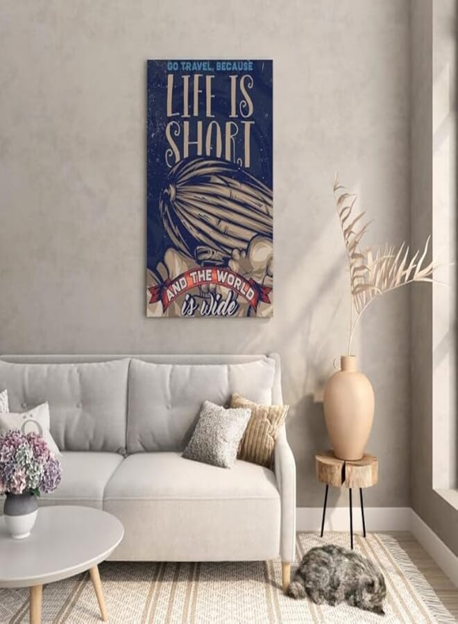 Home Gallery Life is short and the world is wide poster Printed canvas wall art 90x60 