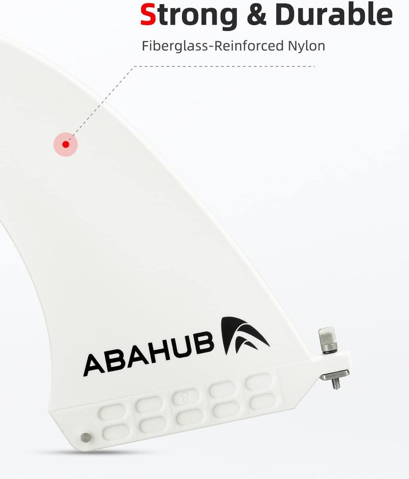 Abahub 8'' SUP Single Center Fin with 1 No Tool Fin Screw, Fiberglass Reinforeced 8 inch SUP Replacement Fins for Surfboard, Stand-up Paddle Board, Longboard, Black/Blue/White - Image 3