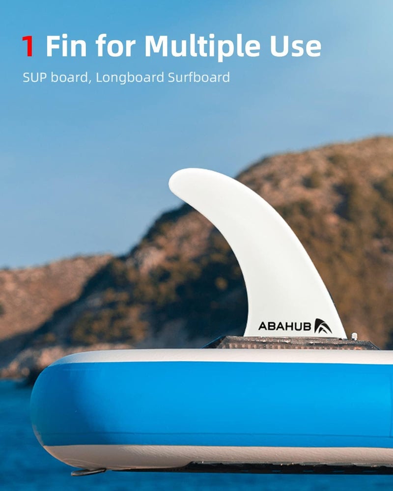 Abahub 8'' SUP Single Center Fin with 1 No Tool Fin Screw, Fiberglass Reinforeced 8 inch SUP Replacement Fins for Surfboard, Stand-up Paddle Board, Longboard, Black/Blue/White - Image 5