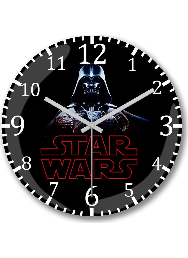 Baskı Dükkanı - Print Shop Star Wars Darth Wader Silent Wall Clock Curved Real Glass---Free - Image 1