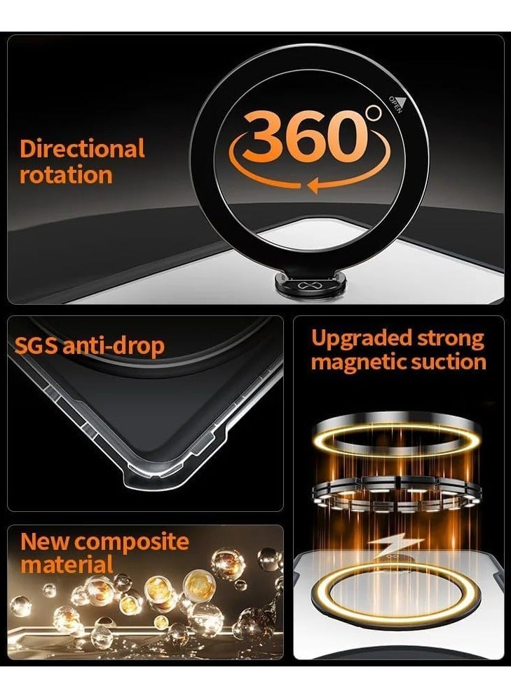 general iQOO 15 Magnetic Protective Case 【Wireless Charging Compatible】 Yellowing-Resistant Transparent Case with Camera Protection PC+TPU Shock-Absorbing Back Cover with 360° Rotating Stand - Image 5