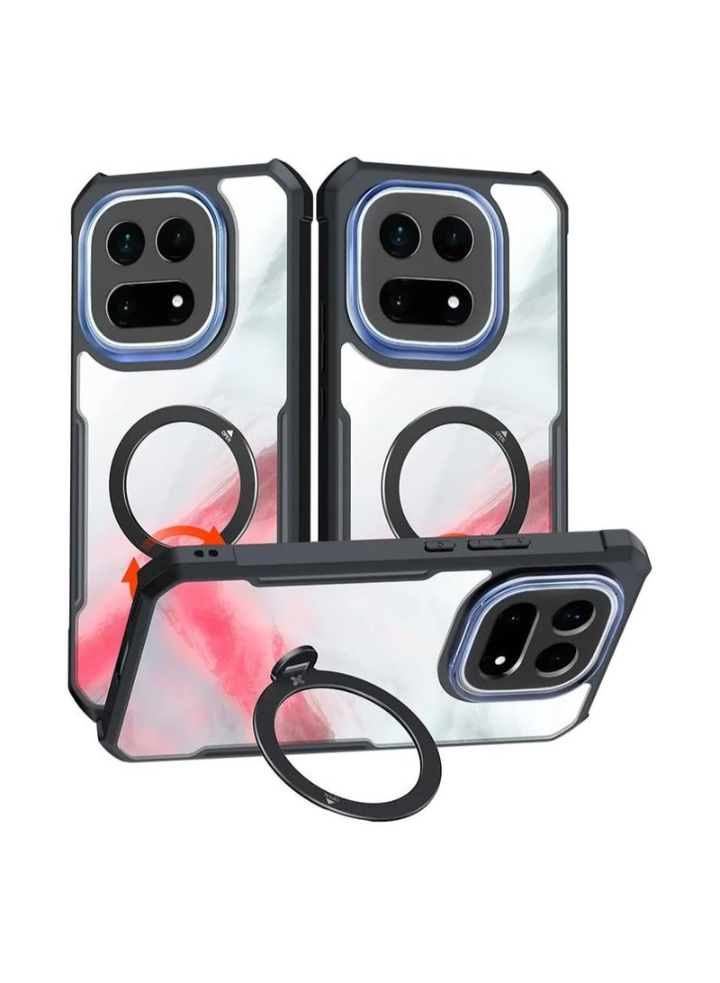 general iQOO 15 Magnetic Protective Case 【Wireless Charging Compatible】 Yellowing-Resistant Transparent Case with Camera Protection PC+TPU Shock-Absorbing Back Cover with 360° Rotating Stand - Image 1