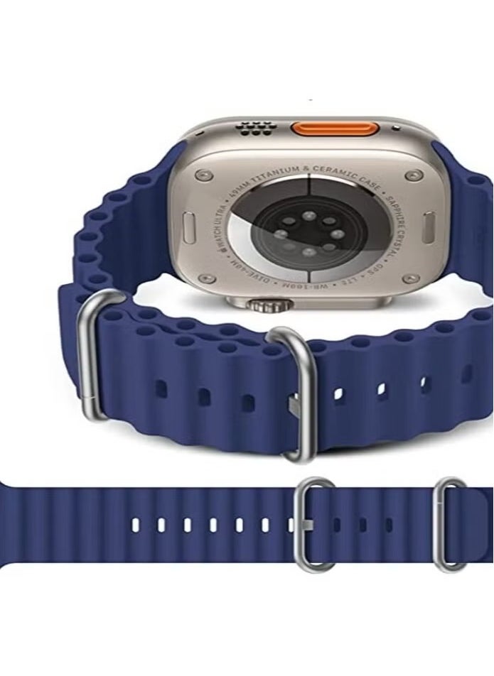 Generic - Alpine Loop for Apple Watch 49mm 45mm, Woven Loop with Metal Sport Band with iWatch Band Series Ultra 8 7 6 5 4 3 2 1 SE - Blue - Image 1