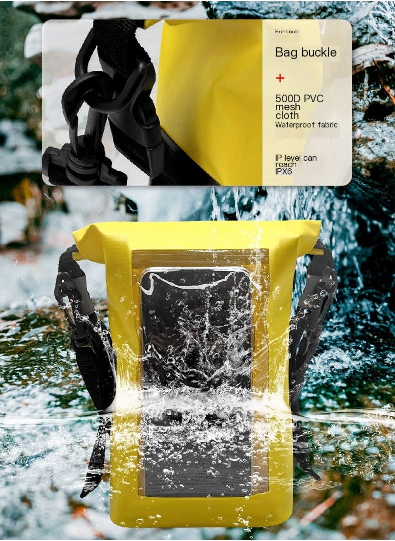 Beauenty 2L Waterproof Bag Outdoor Bag Transparent PVC Touchable Cell Phone Waterproof Pouch Swimming Waterproof Bag (Yellow)  - Image 1