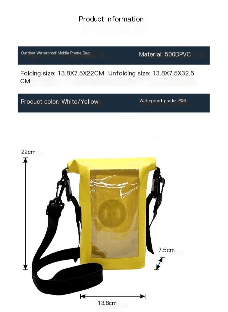 Beauenty 2L Waterproof Bag Outdoor Bag Transparent PVC Touchable Cell Phone Waterproof Pouch Swimming Waterproof Bag (Yellow)  - Image 5