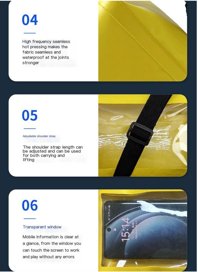 Beauenty 2L Waterproof Bag Outdoor Bag Transparent PVC Touchable Cell Phone Waterproof Pouch Swimming Waterproof Bag (Yellow)  - Image 4