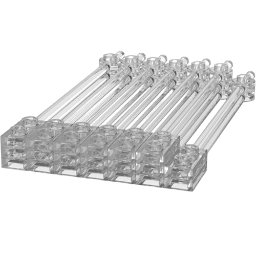 YUJHITP 30 قطعة عصي شفافة ملحقات بار 12L مع 1x2 لوحة نهايات مجوفة ودبابيس 1x1 دائرية متوافقة مع قطع وأجزاء ليغو 1x12 عصي بار لون شفاف - Image 1