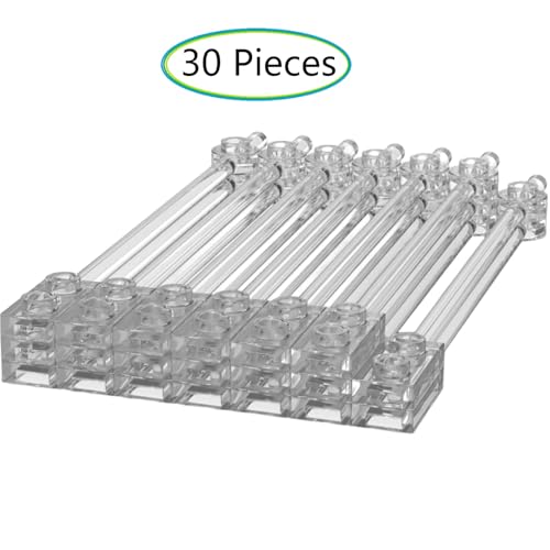 YUJHITP 30 قطعة عصي شفافة ملحقات بار 12L مع 1x2 لوحة نهايات مجوفة ودبابيس 1x1 دائرية متوافقة مع قطع وأجزاء ليغو 1x12 عصي بار لون شفاف - Image 5