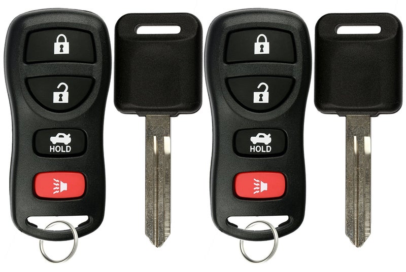 KeylessOption Keyless Entry Remote Fob Uncut Blank Car Ignition Key for Nissan Infiniti KBRASTU15 (Pack of 2) - Image 1
