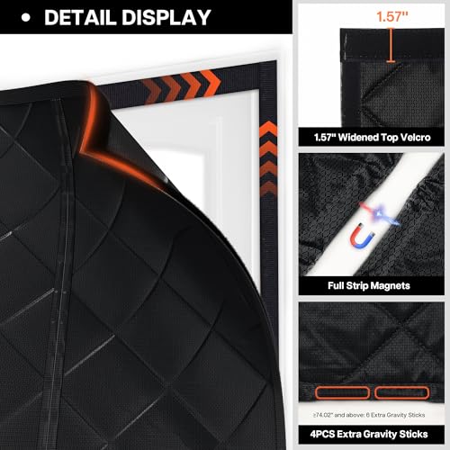 LazBlinds Thermal Insulated Door Curtain Fit Door Size 30" x 80", Magnetic Hands-Free Self Seal Door Cover, Weatherproof Oxford & Cotton Fiber Fill Blanket for Winter to Keep Warm, Black - Image 3