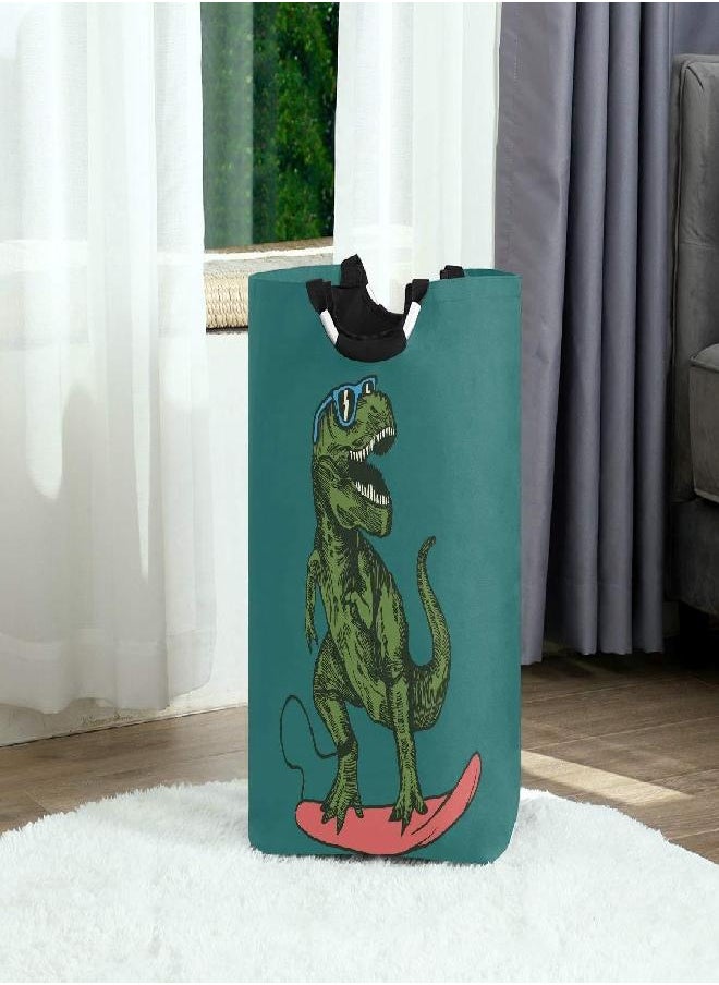 senya senya Large Storage Basket with Handles Collapsible Organizer Bin Laundry Hamper for Nursery Clothes Toys, Skateboard Dinosaur  - Image 3