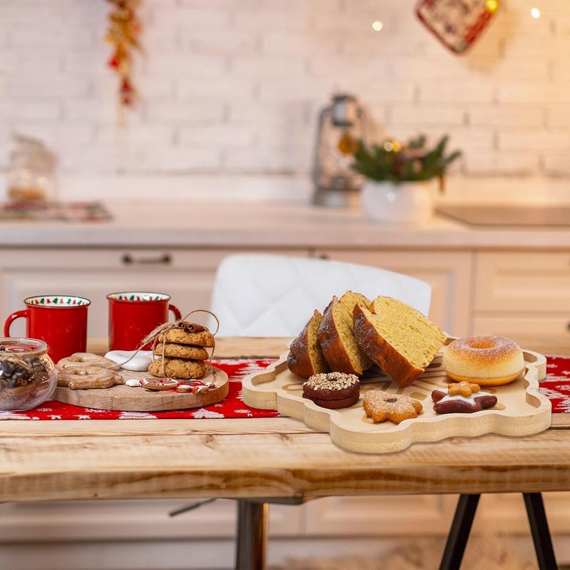 Whaline 2Pcs Winter Charcuterie Board Snowflake Serving Trays Wood Appetizer Boards Christmas Snacks Serving Platters for Home Party Food Supplies 11 x 11 x 06 in - Image 4