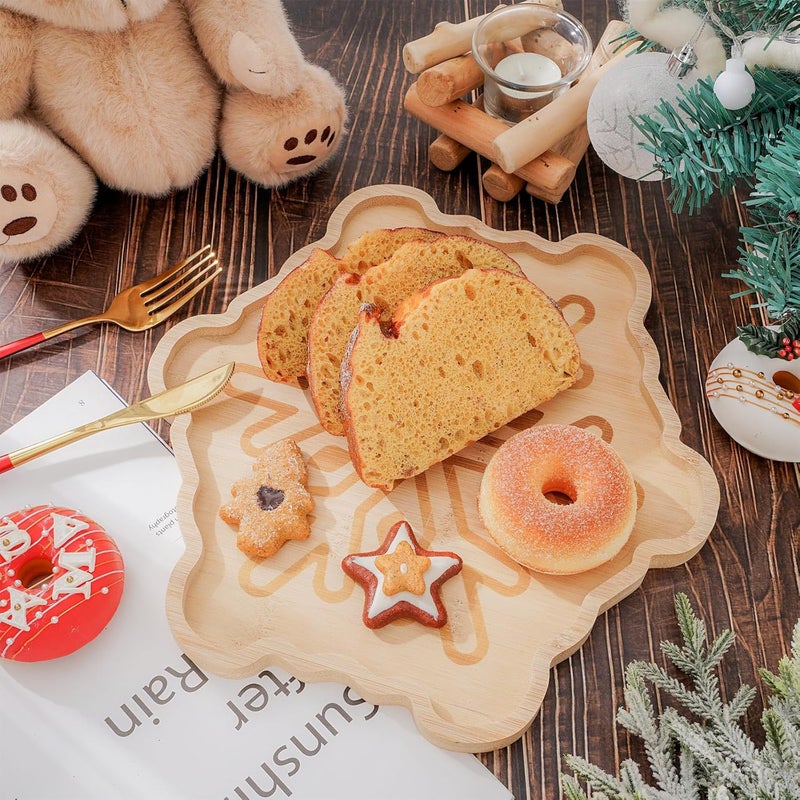 Whaline 2Pcs Winter Charcuterie Board Snowflake Serving Trays Wood Appetizer Boards Christmas Snacks Serving Platters for Home Party Food Supplies 11 x 11 x 06 in - Image 3